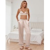 image:imageEkouaer Womens Silk Satin Pajama Pants Soft Loose Lounge Pants Lightweight Elastic Waist Wide Leg Pj Bottoms with PocketsChampagne