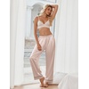 image:imageEkouaer Womens Silk Satin Pajama Pants Soft Loose Lounge Pants Lightweight Elastic Waist Wide Leg Pj Bottoms with PocketsChampagne