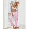 image:imageEkouaer Womens Silk Satin Pajama Pants Soft Loose Lounge Pants Lightweight Elastic Waist Wide Leg Pj Bottoms with PocketsPink Dots