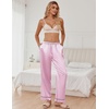 image:imageEkouaer Womens Silk Satin Pajama Pants Soft Loose Lounge Pants Lightweight Elastic Waist Wide Leg Pj Bottoms with PocketsPink Dots
