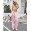 image:imageEkouaer Womens Silk Satin Pajama Pants Soft Loose Lounge Pants Lightweight Elastic Waist Wide Leg Pj Bottoms with PocketsPink Dots