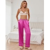 image:imageEkouaer Womens Silk Satin Pajama Pants Soft Loose Lounge Pants Lightweight Elastic Waist Wide Leg Pj Bottoms with PocketsRose