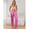 image:imageEkouaer Womens Silk Satin Pajama Pants Soft Loose Lounge Pants Lightweight Elastic Waist Wide Leg Pj Bottoms with PocketsRose Leopard