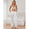 image:imageEkouaer Womens Silk Satin Pajama Pants Soft Loose Lounge Pants Lightweight Elastic Waist Wide Leg Pj Bottoms with PocketsWhite