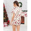 image:imageEkouaer Womens Silk Satin Pajamas Short Sleeve PJS Shorts Set Soft Button Down Sleepwear 2 Piece Loungewear S5XLBeige Christmas Gingerbread