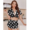 image:imageEkouaer Womens Silk Satin Pajamas Short Sleeve PJS Shorts Set Soft Button Down Sleepwear 2 Piece Loungewear S5XLHalloween Ghost Print