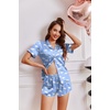 image:imageEkouaer Womens Silk Satin Pajamas Short Sleeve PJS Shorts Set Soft Button Down Sleepwear 2 Piece Loungewear S5XLMoon and White Clouds