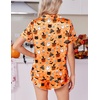 image:imageEkouaer Womens Silk Satin Pajamas Short Sleeve PJS Shorts Set Soft Button Down Sleepwear 2 Piece Loungewear S5XLOrange Halloween Print