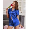 image:imageEkouaer Womens Silk Satin Pajamas Short Sleeve PJS Shorts Set Soft Button Down Sleepwear 2 Piece Loungewear S5XLSky Blue