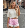 image:imageEkouaer Womens Silk Satin Shorts 2026 Lace Trim Micro Mini Satin Shorts Y2K Casual Pajama Short Summer Lounge ShortsPink