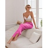 image:imageEkouaer Womens Silk Satin Wide Leg Pajama Sleep Pants Casual Loose Soft Lounge Pants Elastic Waist Pj Bottoms with PocketsLeopard Hot Pink