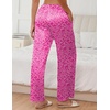 image:imageEkouaer Womens Silk Satin Wide Leg Pajama Sleep Pants Casual Loose Soft Lounge Pants Elastic Waist Pj Bottoms with PocketsLeopard Hot Pink