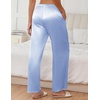 image:imageEkouaer Womens Silk Satin Wide Leg Pajama Sleep Pants Casual Loose Soft Lounge Pants Elastic Waist Pj Bottoms with PocketsLight Blue