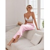 image:imageEkouaer Womens Silk Satin Wide Leg Pajama Sleep Pants Casual Loose Soft Lounge Pants Elastic Waist Pj Bottoms with PocketsLight Pink