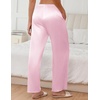 image:imageEkouaer Womens Silk Satin Wide Leg Pajama Sleep Pants Casual Loose Soft Lounge Pants Elastic Waist Pj Bottoms with PocketsLight Pink