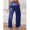 image:imageEkouaer Womens Silk Satin Wide Leg Pajama Sleep Pants Casual Loose Soft Lounge Pants Elastic Waist Pj Bottoms with PocketsNavy Blue