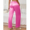 image:imageEkouaer Womens Silk Satin Wide Leg Pajama Sleep Pants Casual Loose Soft Lounge Pants Elastic Waist Pj Bottoms with PocketsRose Red