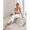 image:imageEkouaer Womens Silk Satin Wide Leg Pajama Sleep Pants Casual Loose Soft Lounge Pants Elastic Waist Pj Bottoms with PocketsWhite