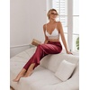 image:imageEkouaer Womens Silk Satin Wide Leg Pajama Sleep Pants Casual Loose Soft Lounge Pants Elastic Waist Pj Bottoms with PocketsWine Red