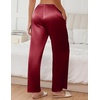 image:imageEkouaer Womens Silk Satin Wide Leg Pajama Sleep Pants Casual Loose Soft Lounge Pants Elastic Waist Pj Bottoms with PocketsWine Red