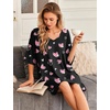 image:imageEkouaer Womens Sleepshirt Deep V Neck Nightgown Batwing Nightshirt Oversized SleepwearBlack Heart