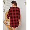 image:imageEkouaer Womens Sleepshirt Deep V Neck Nightgown Batwing Nightshirt Oversized SleepwearChristmas Red Plaid