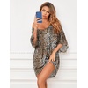 image:imageEkouaer Womens Sleepshirt Deep V Neck Nightgown Batwing Nightshirt Oversized SleepwearDark Brown Leopard