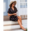 image:imageEkouaer Womens Sleepshirts Satin Silk Nightgown Short Sleeve Sleepwear Casual Print Sleepdress Boyfriend Pajamas NightshirtBlack With Butterflies