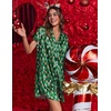 image:imageEkouaer Womens Sleepshirts Satin Silk Nightgown Short Sleeve Sleepwear Casual Print Sleepdress Boyfriend Pajamas NightshirtGreen Teddy