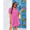 image:imageEkouaer Womens Sleepshirts Satin Silk Nightgown Short Sleeve Sleepwear Casual Print Sleepdress Boyfriend Pajamas NightshirtHot Pink Leopard