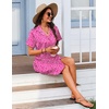 image:imageEkouaer Womens Sleepshirts Satin Silk Nightgown Short Sleeve Sleepwear Casual Print Sleepdress Boyfriend Pajamas NightshirtHot Pink Leopard