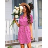 image:imageEkouaer Womens Sleepshirts Satin Silk Nightgown Short Sleeve Sleepwear Casual Print Sleepdress Boyfriend Pajamas NightshirtHot Pink Leopard
