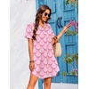 image:imageEkouaer Womens Sleepshirts Satin Silk Nightgown Short Sleeve Sleepwear Casual Print Sleepdress Boyfriend Pajamas NightshirtPink Bow