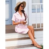 image:imageEkouaer Womens Sleepshirts Satin Silk Nightgown Short Sleeve Sleepwear Casual Print Sleepdress Boyfriend Pajamas NightshirtPink Leopard