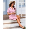 image:imageEkouaer Womens Sleepshirts Satin Silk Nightgown Short Sleeve Sleepwear Casual Print Sleepdress Boyfriend Pajamas NightshirtPink Teddy