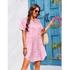 image:imageEkouaer Womens Sleepshirts Satin Silk Nightgown Short Sleeve Sleepwear Casual Print Sleepdress Boyfriend Pajamas NightshirtPink Teddy