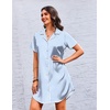image:imageEkouaer Womens Sleepshirts Satin Silk Nightgown Short Sleeve Sleepwear Casual Print Sleepdress Boyfriend Pajamas NightshirtStriped Blue