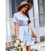 image:imageEkouaer Womens Sleepshirts Satin Silk Nightgown Short Sleeve Sleepwear Casual Print Sleepdress Boyfriend Pajamas NightshirtStriped Blue