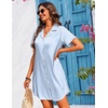 image:imageEkouaer Womens Sleepshirts Satin Silk Nightgown Short Sleeve Sleepwear Casual Print Sleepdress Boyfriend Pajamas NightshirtStriped Blue