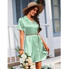image:imageEkouaer Womens Sleepshirts Satin Silk Nightgown Short Sleeve Sleepwear Casual Print Sleepdress Boyfriend Pajamas NightshirtStriped Green