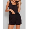 image:imageEkouaer Womens Sleeveless Pajamas Set Casual Sleepwear Soft Pj Sets Tank Top and Shorts 2 Piece Loungewear for Summer SXXLBlack