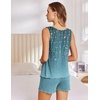 image:imageEkouaer Womens Sleeveless Pajamas Set Casual Sleepwear Soft Pj Sets Tank Top and Shorts 2 Piece Loungewear for Summer SXXLBlue Branches