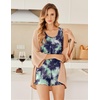 image:imageEkouaer Womens Sleeveless Pajamas Set Casual Sleepwear Soft Pj Sets Tank Top and Shorts 2 Piece Loungewear for Summer SXXLBlue Green Tie Dye