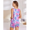 image:imageEkouaer Womens Sleeveless Pajamas Set Casual Sleepwear Soft Pj Sets Tank Top and Shorts 2 Piece Loungewear for Summer SXXLBlue Pink Tie Dye