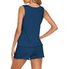 image:imageEkouaer Womens Sleeveless Pajamas Set Casual Sleepwear Soft Pj Sets Tank Top and Shorts 2 Piece Loungewear for Summer SXXLCobalt Blue