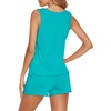 image:imageEkouaer Womens Sleeveless Pajamas Set Casual Sleepwear Soft Pj Sets Tank Top and Shorts 2 Piece Loungewear for Summer SXXLDark Cyan