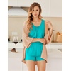 image:imageEkouaer Womens Sleeveless Pajamas Set Casual Sleepwear Soft Pj Sets Tank Top and Shorts 2 Piece Loungewear for Summer SXXLDark Cyan