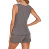 image:imageEkouaer Womens Sleeveless Pajamas Set Casual Sleepwear Soft Pj Sets Tank Top and Shorts 2 Piece Loungewear for Summer SXXLDark Grey
