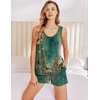 image:imageEkouaer Womens Sleeveless Pajamas Set Casual Sleepwear Soft Pj Sets Tank Top and Shorts 2 Piece Loungewear for Summer SXXLGreen Flower