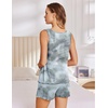 image:imageEkouaer Womens Sleeveless Pajamas Set Casual Sleepwear Soft Pj Sets Tank Top and Shorts 2 Piece Loungewear for Summer SXXLGrey Tie Dye